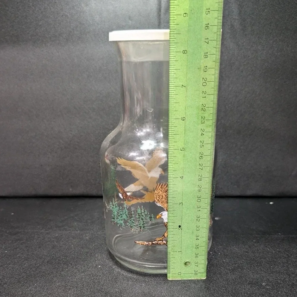 Clear‎ Glass Jar With Eagle Design, Vintage Lidded Kitchen Canister, Home Accent